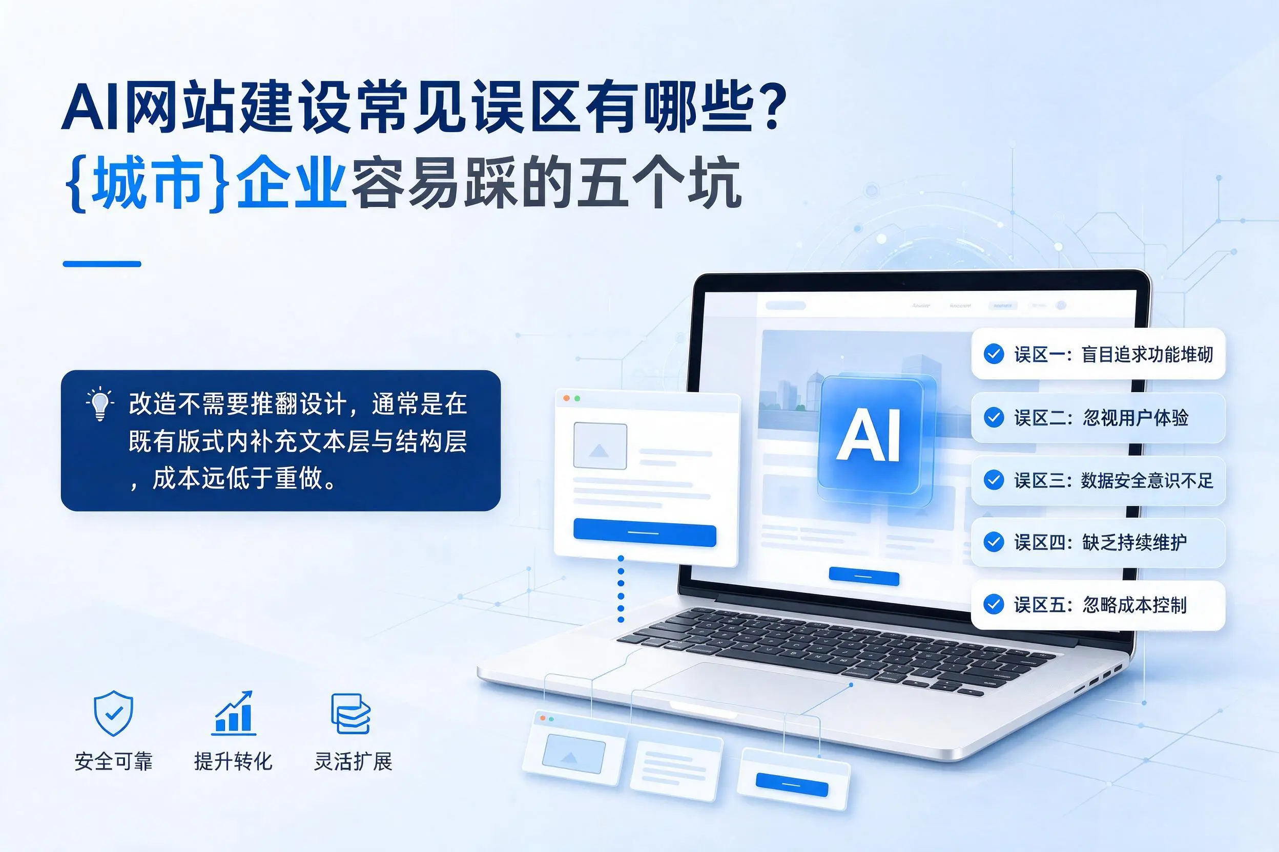 AI网站建设常见误区有哪些？保山企业容易踩的五个坑